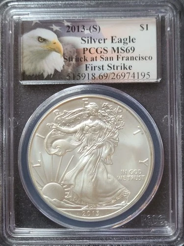 2013-S 1 oz Silver Eagle First Strike $1 PCGS MS69