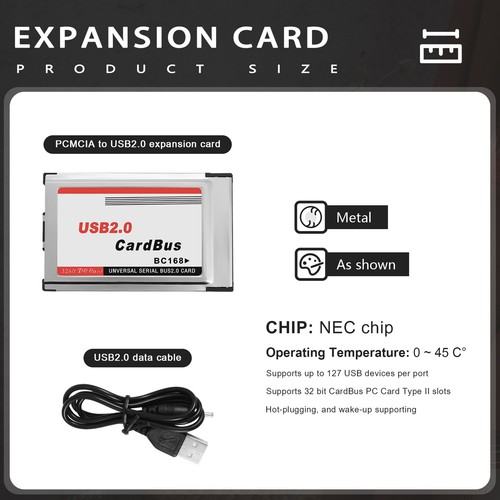 Adaptateur carte PCMCIA vers USB 2.0 CardBus double 2 ports 480M pour ordinateur portable PC9992 - Photo 7/7