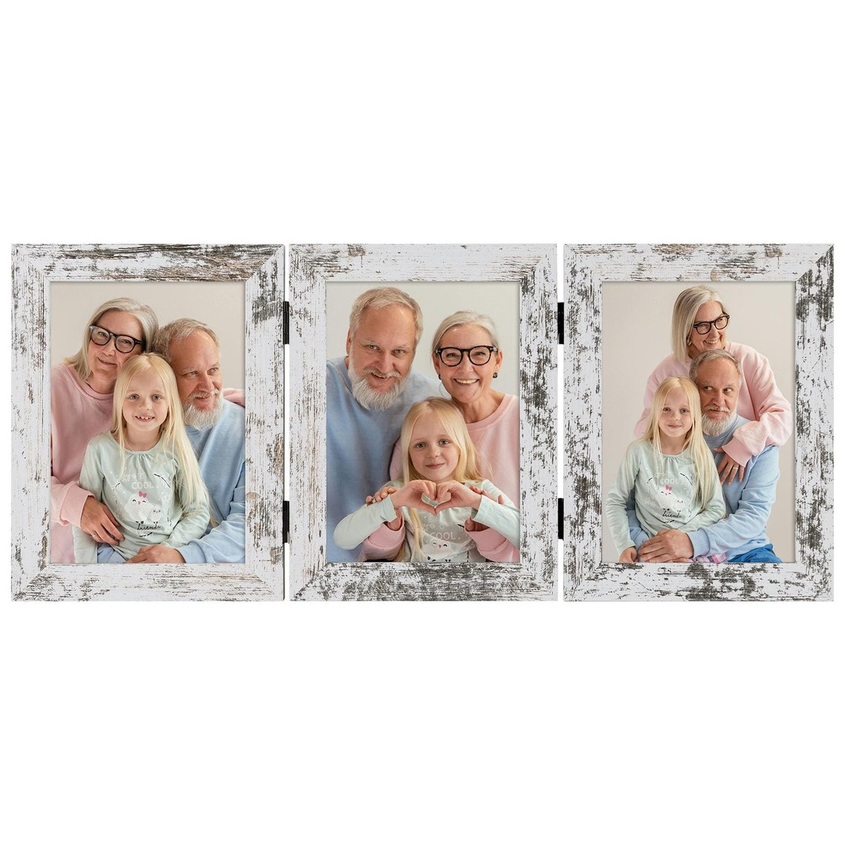 3-Piece 5x7 Trifold Photo Frame Collage Triple Folding Real Glass