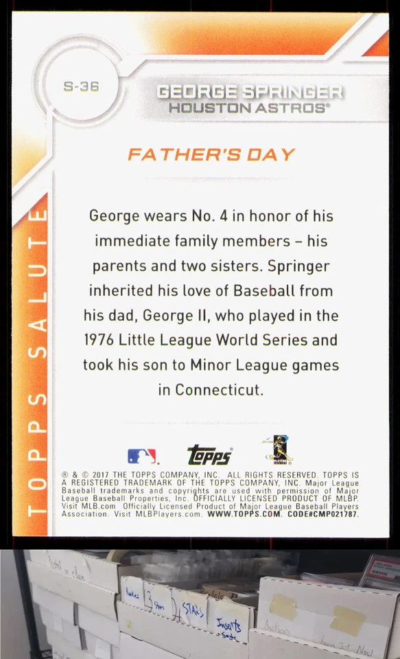 2017 Topps #S-36 George Springer Salute - JL - Image 2 of 2