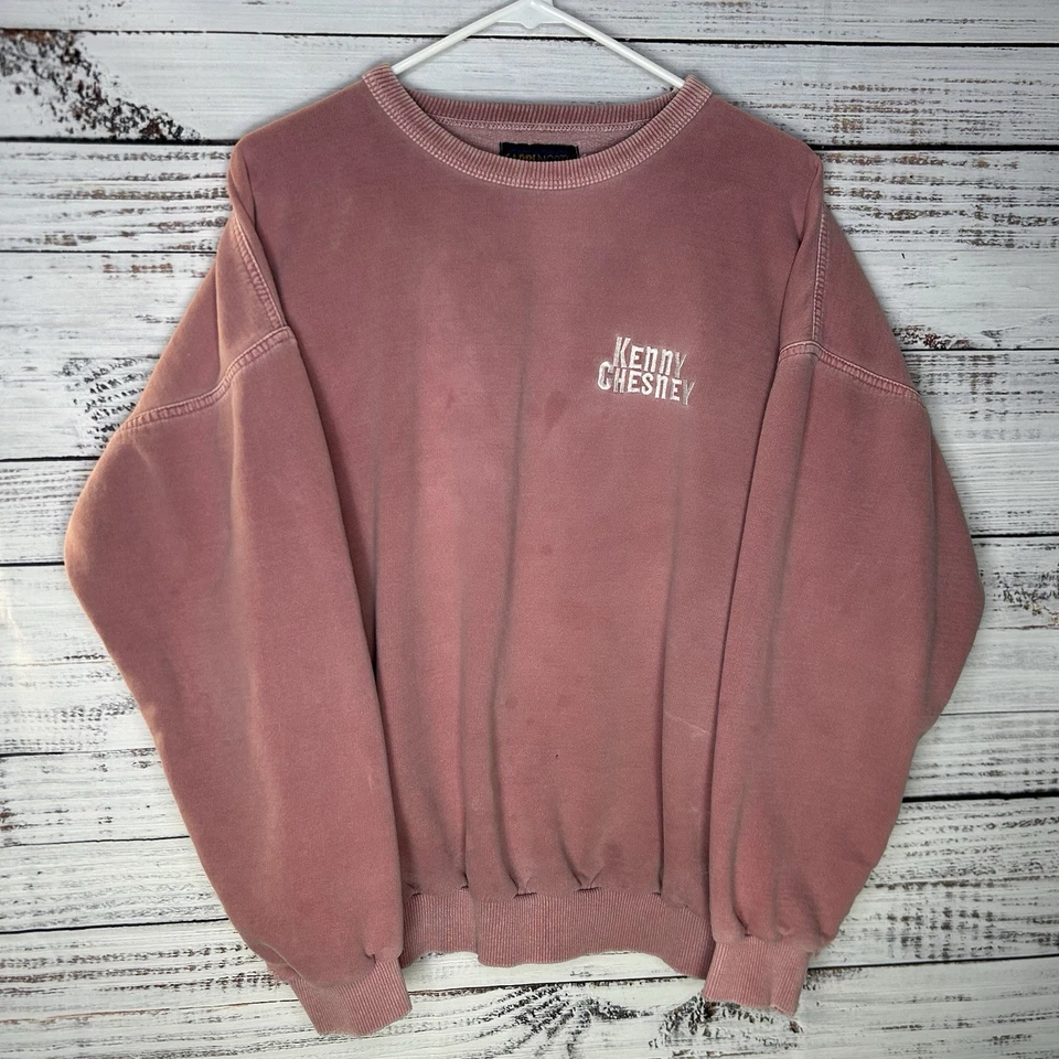 Sudadera pulóver vintage Kenny Chesney rosa lavado envejecido para mujer talla XL Foto 2 de 4