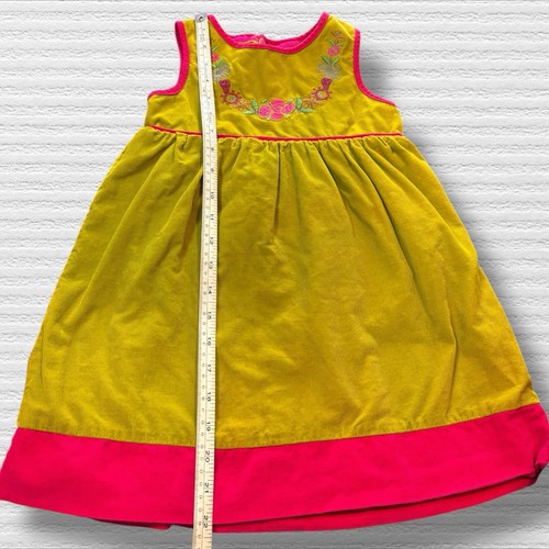 OshKosh Original Kids 5T senfgelb grün Blumen bestickt Baumwolle Kleid - Bild 2 von 4