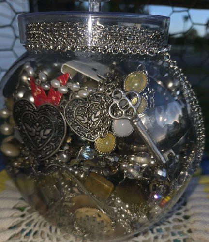 Mystery Costume Jewelry Jar Lot Vintage To Now All Wearable Mostly Silvertone - Picture 8 of 13
