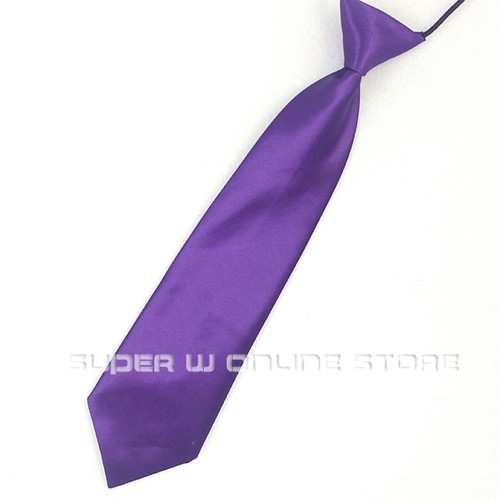 School Boy Tie Kids Necktie Toddler Wedding Solid Color Elastic Tie Necktie - Picture 12 of 13