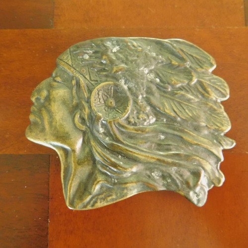 VTG. 1970's BRONZE NATIVE AMERICAN CHIEF BELT BUCKLE - Picture 3 of 6