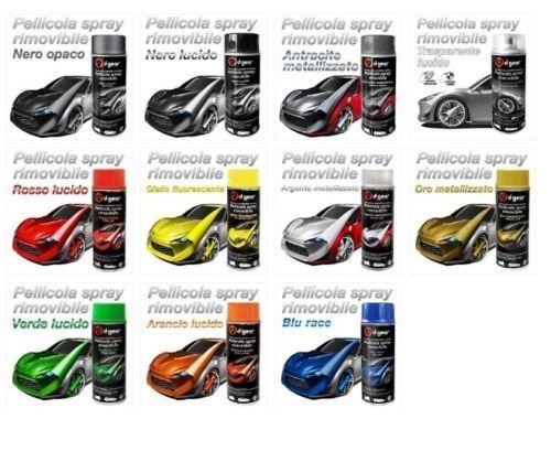 VERNICE PELLICOLA SPRAY RIMOVIBILE 400ml VARI COLORI Tuning D-GEAR AUTO MOTO  - Afbeelding 1 van 19