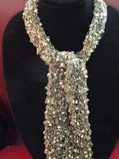 Bling Fashion Scarf, Handcrafted, Trellis Yarn, Shades of Gold plus Black