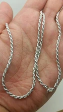 925 Sterling Silver Italian Solid Twist Rope Necklace Chain 3mm 