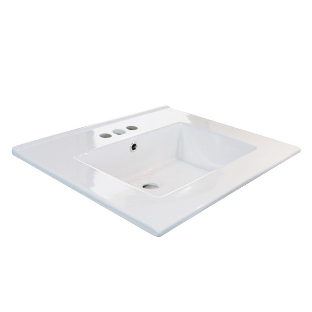 24 Bathroom White Ceramic Drop In Vessel Sink3 Holes Drain 24 Bathroom White Ceramic 3 Holes Vessel Sink Drain Drop In Rectangle Overflow
