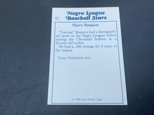 1986 FRITSCH NEGRO LEAGUE BASEBALL STARS PICK CARDS YOU WANT - Picture 396 of 496