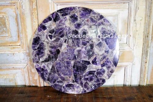 21" Amethyst Corner Side Table Top Handmade Work Home Decor - Picture 1 of 2