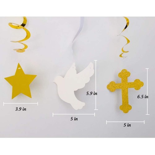First Communion Hanging Swirls Baptism Decorations for Boys Girls Baby Shower... - Picture 4 of 6