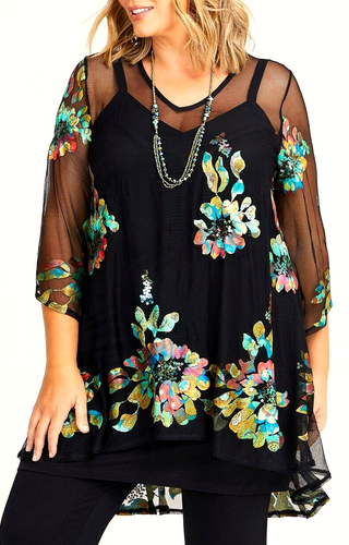 TS TAKING SHAPE plus size XL / 24 Envy Applique Mesh Tunic sexy sparkle NWT! - Picture 3 of 5
