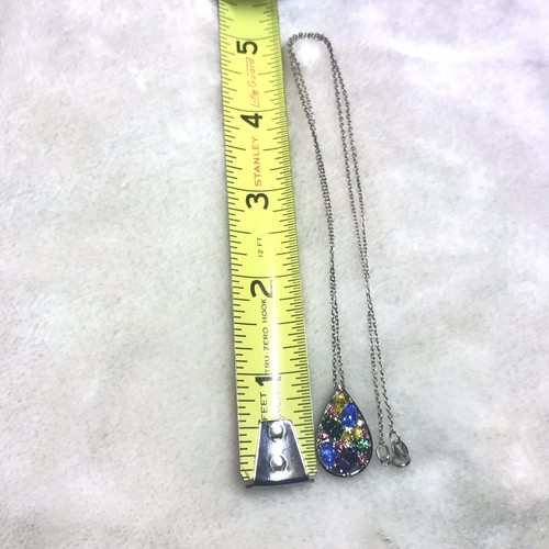 925 sterling silver Multi Color Cz’s Pendant & Sterling Chain - Picture 8 of 12