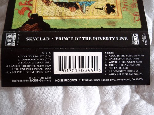 SKYCLAD PRINCE OF THE POVERTY LINE CASSETTE THRASH PROG FOLK METAL SABBAT PARIAH - Picture 5 of 7