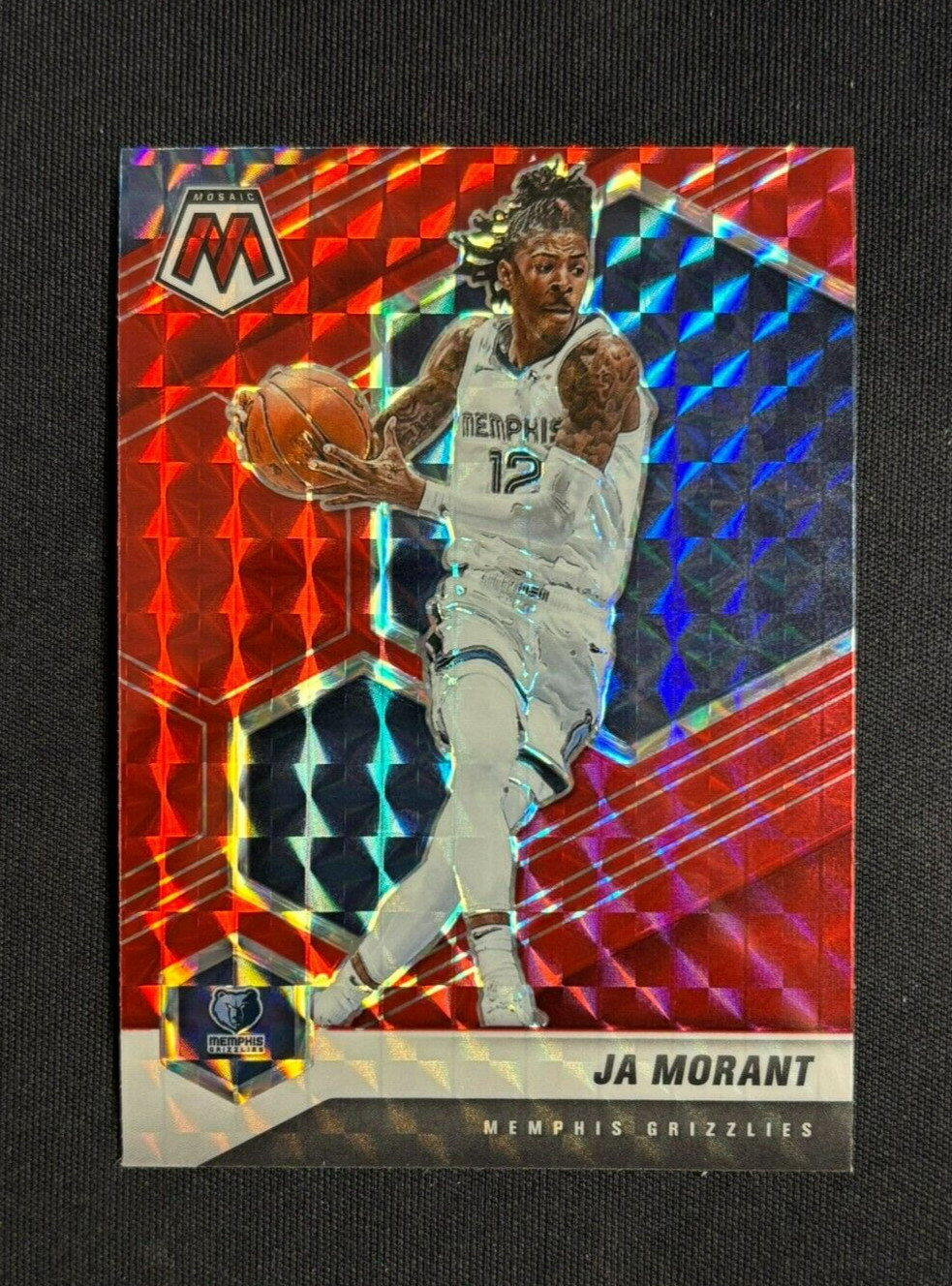 2020-21 Panini Mosaic NBA Ja Morant Red Mosaic PRIZM #40 Grizzlies