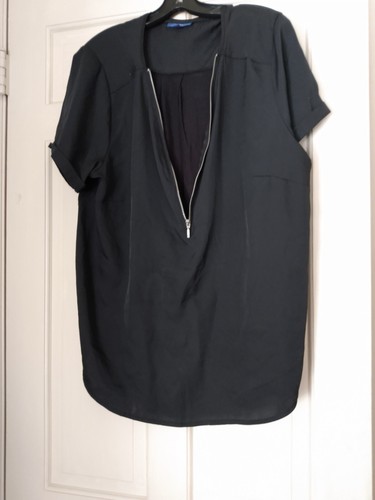 Apt. 9 Negro Sexy Cremallera Frontal Top Talla 1x - Imagen 2 de 4