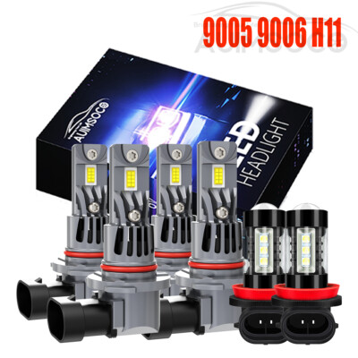 For GMC Acadia 2013-2019 8000K LED Headlight Hi/Lo + Fog Light 6 Bulbs Combo Kit