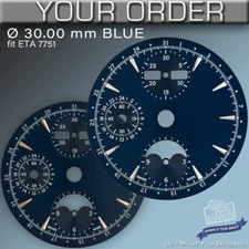 DIAL FIT MOVEMENT ETA VALJOUX 7751, Ø 30.0 mm,  BLUE WITH DAY DATE & MOONPHASE