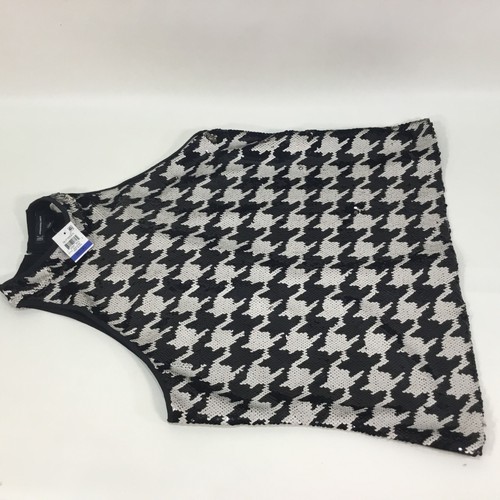 Top halter pata de gallo blanco negro lentejuelas PXL para mujer INC NUEVO CON ETIQUETAS 1122. - Imagen 8 de 12