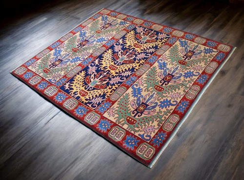 6x8 Ft Rug Area Rug Handmade Colorful Turkish Rug NEW actual: 6′3″ x 7′8″ - Picture 3 of 11