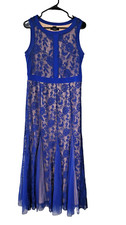 CANDALITE Women's BLUE LACE FLORAL PATTERN SLEEVELESS MAXI DRESS Size M