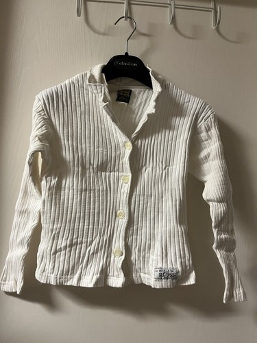 UBAK~PETALE DE ROSE PARIS~WHITE COTTON COMFY COZY FALL CARDIGAN JACKET GIRL 12 - Picture 4 of 5