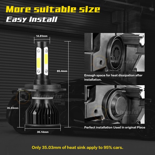7"inch Glass Clear Lens Headlights H4 LED Bulb Combo For Ford Bronco 1966-1977 - Picture 19 of 24