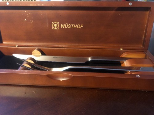Wusthof Stainless Steel 2 Piece Knife & Fork Carving Set in Wood Case - Bild 2 von 4