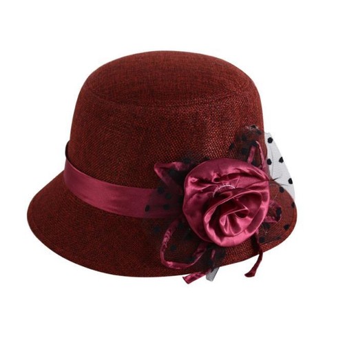 Women Lady Vintage Lilen Round Fedora Bow Cloche Derb Felt Bowler Cap Hat - Picture 4 of 12