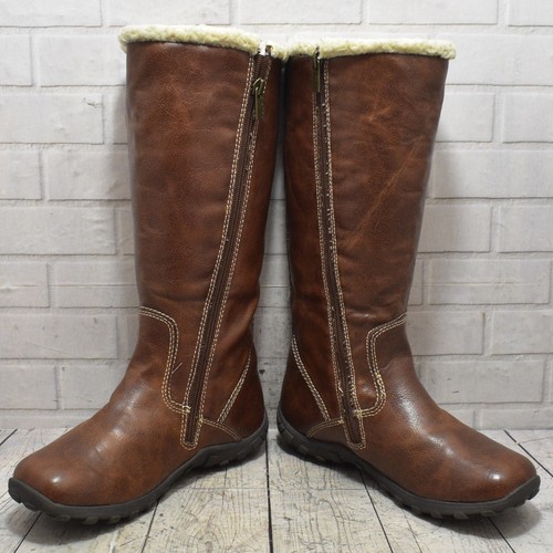 Womens Nine West Brown Fleece Lined Zip Up Mid Heel Knee High Boots UK 2.5 US3.5 - Picture 5 of 7