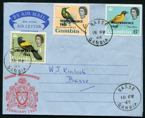 GAMBIA (24672): BASSE CANCEL/QE2 COVER/AIR LETTER - Picture 1 of 2