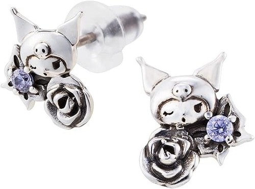 Kuromi x Weißklee Zirkonia Silber Ohrring Sanrio Figuren Japan Neu - Bild 2 von 4