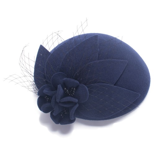 Womens Socialite Flower Black Pearl Wool Felt Fascinator Pillbox Tilt Hat A044 - Picture 45 of 49