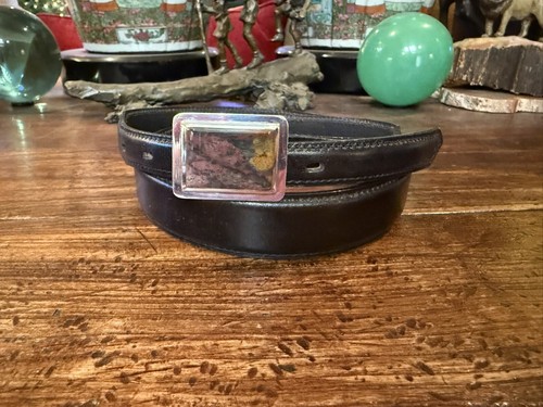 Multi Color Jasper Sterling Silver Inlay Belt Buckle 1.25-1”36-37”calf✅ - Picture 3 of 7