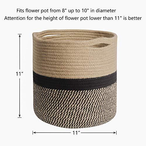 Sturdy Jute Rope Plant Basket Modern Woven Basket for 11" x 11" Black and Jute - Bild 4 von 7