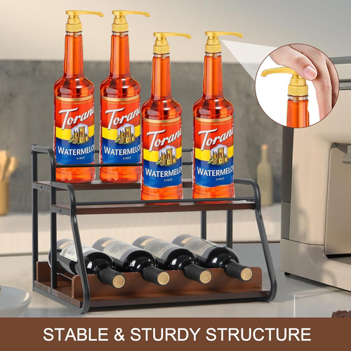 Liquor Bottle Display Shelf, Coffee Syrup Rack Organizer, Bottle Holder Stand - Picture 3 of 12