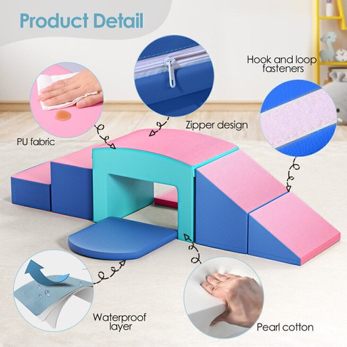 6 Piece Climb and Crawl Activity Playset Soft Foam Blocks for Toddler Learning - Picture 4 of 12