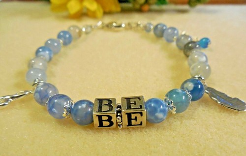 Sterling Silber BE Armband Musik Blatt Blau Achat Edelsteine Neu Made in USA - Bild 4 von 5