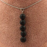 Halskette 5 Perlen Lava 8 Mm. Kette Stahl Inoxydable. Halskette Damen,Herren