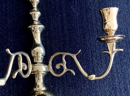 Brass Candle Wall Sconces  English Georgian style  pair - Picture 3 of 6