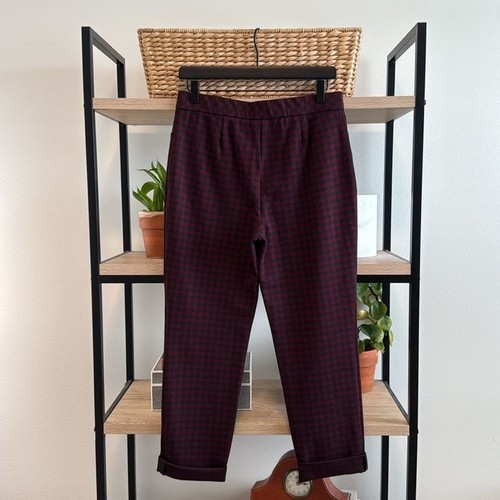 J. Jill Ponte Mid-Rise Slim Leg Cropped Knit Pull On Plaid Trouser Pant, S - Bild 4 von 7