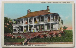Natchez-Ellicott-Hill-Connelly-Tavern-Mississippi-1937-Postcard-Linen-d521Gsq