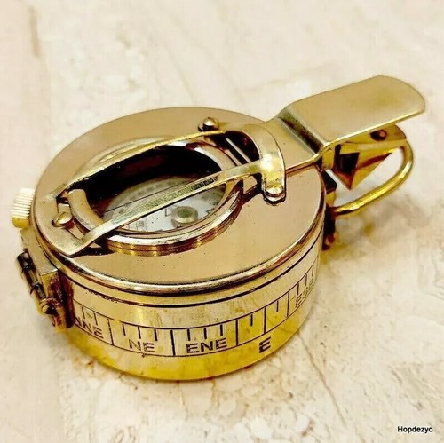 Military Nautical Brass Vintage WWII Military Pocket Compass Decor New Gift Item - Bild 2 von 3
