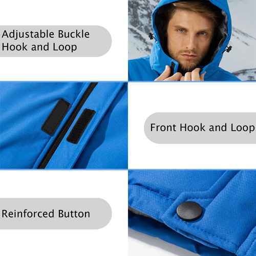 Men's Winter Coats Ski Snow Hood Warm Jackets Water Resistant Fleece Parka Coat - Picture 26 of 69