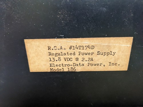 Vintage R.C.A. Regulated Power Supply 13.8 V @ 2.2A Electro-Data Model 186 - Picture 6 of 12