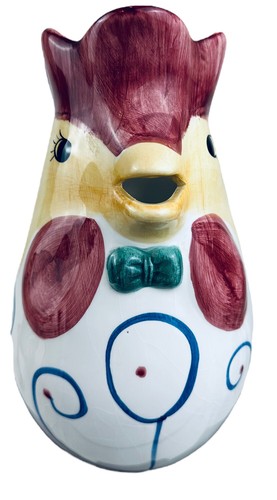Vtg Italian Pottery Hand Painted Rooster Chicken Drinking Pitcher Italy Yellow - Imagen 3 de 8