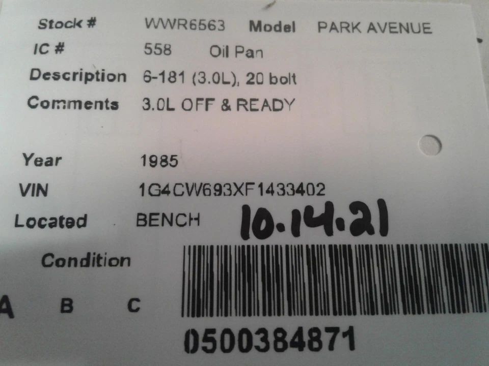 Used Engine Oil Pan fits: 1985 Buick Electra 6-181 3.0 Grade A Foto 4 de 4