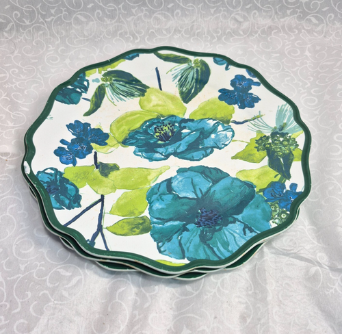 3 Opalhouse Melamin grün blau Blumen Abendessen und 3 Salatteller - LESEN - Bild 2 von 12