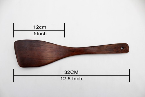 Girador de madera natural, espátula pala de madera de mango largo, girador de cocina para freír - Imagen 2 de 4